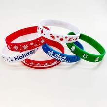 6pcs Christmas Themed Silicone Bracelet For Holiday Party, Santa Claus Design - Multicolor - View 8