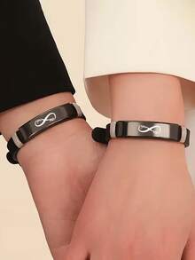 1条定制夜光手环，个性化无限符号，可定制姓名和信息 - 蓝光激活发光硅胶腕带，可调节，适合情侣/灵魂伴侣礼物，适合圣诞节、情人节、周年纪念日 - 男女通用（男友/女友/妻子/丈夫/挚友） - 全年佩戴 - 彩色 - 查看 5