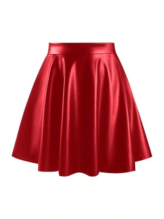 EARO Damen Metallic Plissee Mini Rock