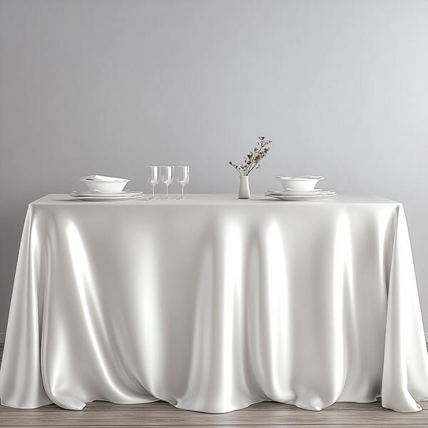 1Pc White Wedding & Restaurant Tablecloth Wrinkle Resistant Round Table Cloth,Table Cover For Dining, Banquet, Party, Machine Washable