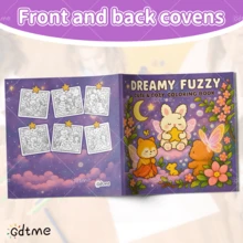 GDTME 治愈能量爆棚【蓬松梦境】主题珠光涂色书，7.87英寸，24页，柔软可爱动物睡眠主题云朵般柔软的涂色书，睡前涂色有助于睡眠和缓解压力，时尚手绘，精致图案和清晰线条，适合作为聚会、节日和圣诞节的小礼物。 - Dreamy furry fur - 查看 5