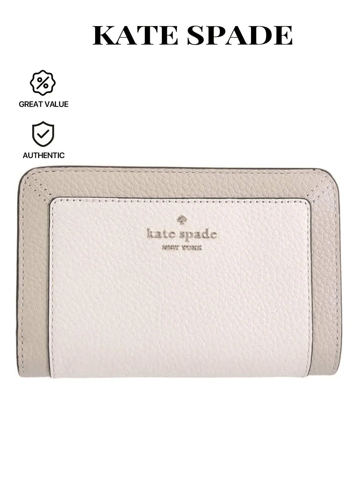Kate Spade 拼色中号紧凑型双折钱包 - 淺沙多色 - 查看 1