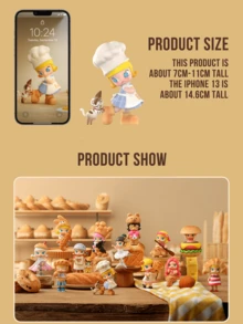 Molly "Carb Lover" Bread Head Series Blind Box, 12 Regular Styles + 1 Hidden Style, Cute Bread-Themed Figurines With Detailed Bakery Elements (Croissant, Burger, Donut), 7-11cm, Suitable As Desktop Decor, Ideal For Pop Mart Collectors, Molly Fans, And Bread Lovers, Also Great For Birthday, Hobby, Valentine's Day, And Anime-Themed Room Decor, Add A Touch Of Cuteness To Your Collection Today! - Multicolor - View 4