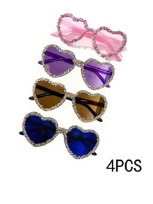1 件/3 件/5 件 Y2K 复古多巴胺心形时尚眼镜，镶嵌手工马赛克水钻，适合女性参加婚礼、海滩、派对和户外活动，明亮的多巴胺颜色适合万圣节、情人节、圣诞节 - 彩色 - 查看 33