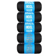 1/5/8卷装黑色巴西羊毛腈纶纱线，适用于非洲合成钩编假发、巨型辫子、扭辫、缠绕发，70克/卷 - 彩色 - 查看 12