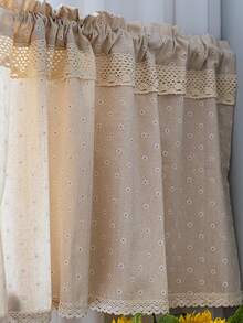 1pc Pastoral Floral Curtain, Fresh Style Partition Shading Short Curtain, Linen-Like Fabric Half Curtain, Cabinet Decor Door Curtain, Blackout Curtain - Multicolor - View 13