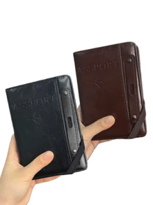 1 件多功能护照夹和卡夹，PU 皮革护照套，适合旅行、学校、度假、商务旅行、男女通用，多功能护照夹卡夹身份证登机牌、储物袋票夹钱包一体式女士 - 彩色 - 查看 17