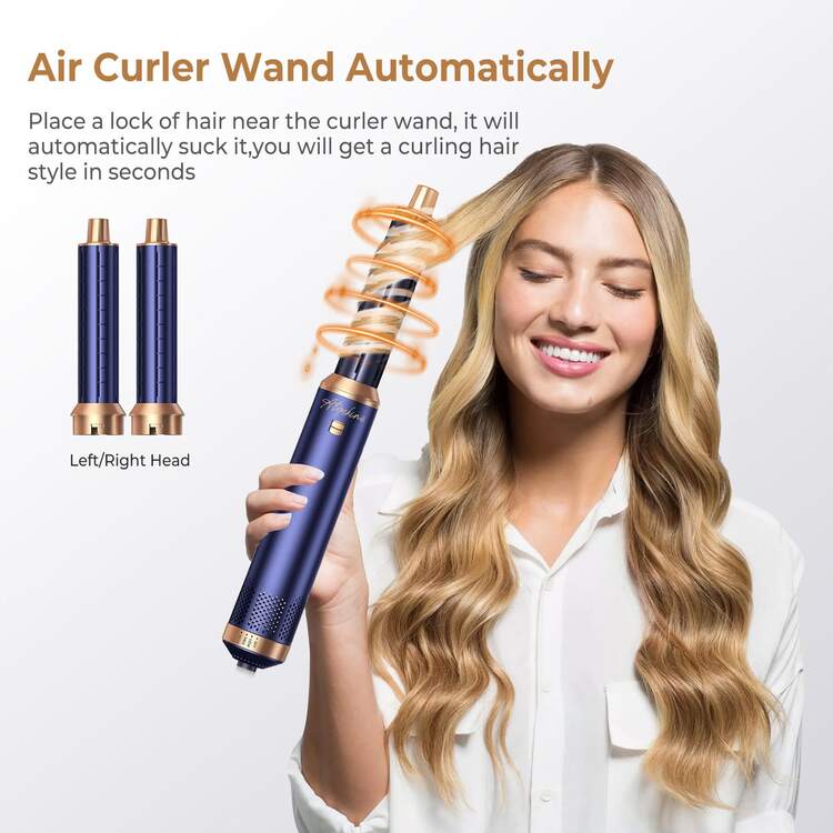 ATOPSKINS 5-In-1 Multi-Function Hot Styling Brush & Curling Iron | 3 Temperature Settings, 5 Interchangeable Heads For Curls, Waves, Smooth Styles | Detachable Heads, Auto Curling | Versatile Professional Hairstyling Tool, Compact & Portable Design | Suitable For All Hair Types And Styles - EU F Type Plug(220-240V) - View 9
