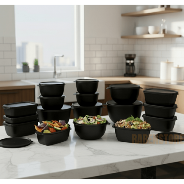 Kit 15 Potes Herméticos de Plástico com Tampa  Ultra Resistentes para Alimentos