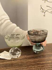 限时特惠！1个水晶球高脚玻璃杯，复古时尚咖啡杯，高端茶杯，奢华果汁/牛奶杯，适用于餐厅、客厅、饮品店、咖啡馆 - 透明綠 - 查看 5