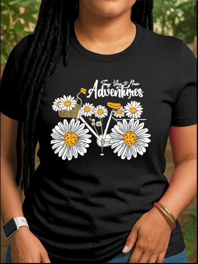 ELCOO Playeras De Mujer Cuello Redondo Manga Corta Moda Ropa Diaria Casual Cita