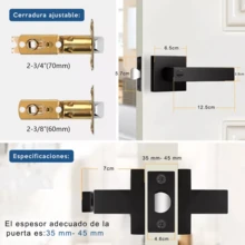 Cerradura de Manija,Cerradura de Manija de Puerta,Manijas de Bloqueo de Puerta de Privacidad,con Llaves,Mango Reversible Que Soporta Puertas de Mano Izquierda y Derecha,para Recámara y Baño - Negro - Ver 3