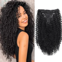 Synthetic Curly Clip In Hair Extensions Natural Hairpieces Hair Extensions Clip In 7 Pcs Full Head Clip Ins 18/22/26"/140g, Halloween - Multicolor - View 1