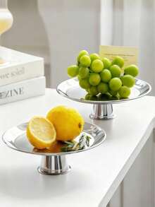 1 khay đế bằng thép không gỉ cao cấp tối giản, thích hợp cho phòng khách, phòng ăn, cửa hàng tráng miệng, đám cưới, tiệc tùng - Bạc - Xem 7