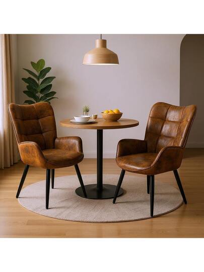 Meubles Cosy Elegante Bruin Suede Dining Chair, Com Tafel Seat, Moderne Metal Legs, Kitchen, 72 62 90.5 Cm view 2