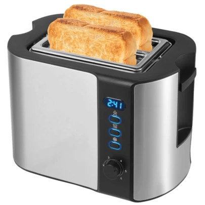 2 Slice Toaster, Extra Wide Slot, 6 Toast Settings, Reheat, Defrost, & Cancel Functions, Built-In Warming Rack, Countdown Timer, Stainless Steel