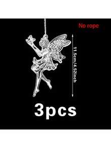 3件套亚克力雪花冰柱天使翅膀吊坠装饰品，适用于圣诞节、圣诞树、新年、生日、婚礼庆典 - 彩色 - 查看 6