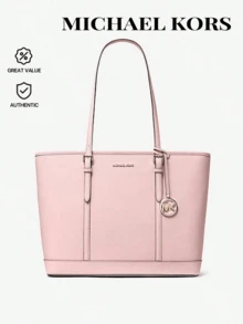 Túi tote da Saffiano cỡ lớn Michael Kors Jet Set Travel - Phấn má hồng dạng phấn - Hồng - Xem 1