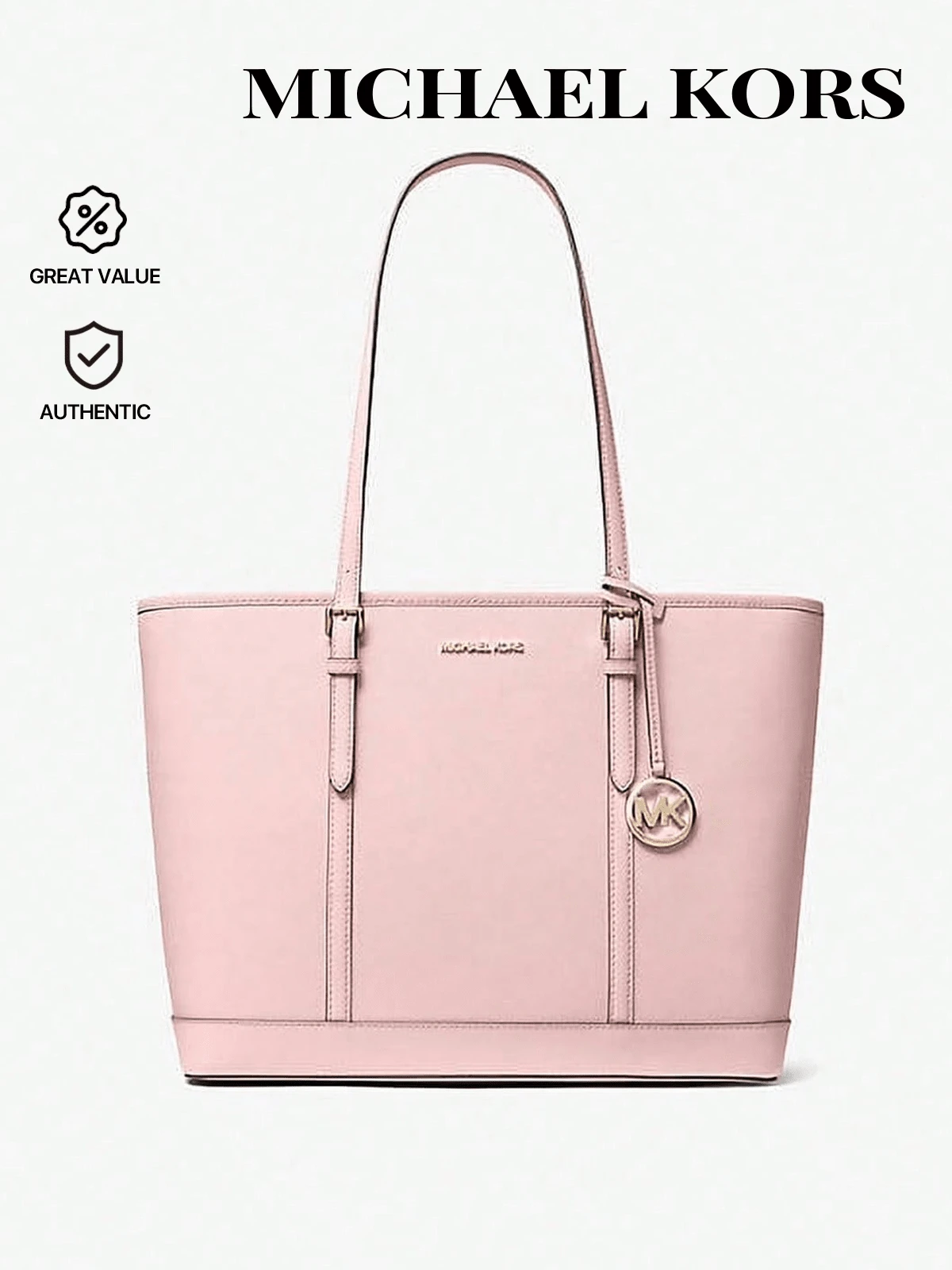 Túi tote da Saffiano cỡ lớn Michael Kors Jet Set Travel - Phấn má hồng dạng phấn - Hồng - Xem 1