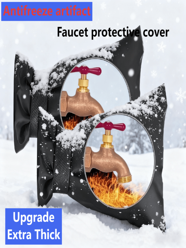 Cubierta protectora negra, resistente al frío y a las heladas. Esta cubierta para grifos de exterior está hecha de fibra de poliéster reforzada para un mejor aislamiento, lo que evita eficazmente que los grifos se congelen y se agrieten. Fácil de instalar y quitar, reutilizable y adecuada para entornos exteriores/de jardín en invierno. Muy resistente a las condiciones climáticas, es una cubierta ideal para grifos.