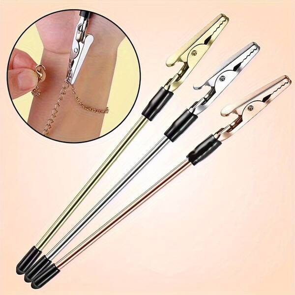 Random Color Jewelry Bracelet Accessory Tool, Multifunctional Gold Iron Bar Alligator Clip Memo Clip