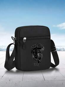 1pc/2pcs Jesus Cross Print Unisex Flat Brim Casual Baseball Cap And Crossbody Bag, Y2K Streetwear Fashion Outdoor Sports Cap And Shoulder Bag, Adjustable, Great Gift For Yourself Or Friends