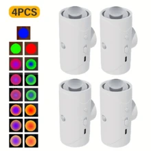 4pcs Motion Sensor Night Light With RGB Color Changing LED, Auto On/Off Closet Lamp, Magnetic Base, USB-Rechargeable, Dimmable Ambient Lighting For Hallway, Bedroom, Desk - Energy-Efficient Indoor Light With Motion Detection, Rechargeable Night Light Motion Sensor, Bedroom Lamp, Sleek Design, Durable Build, Smart Home - 4pcs - 查看 7