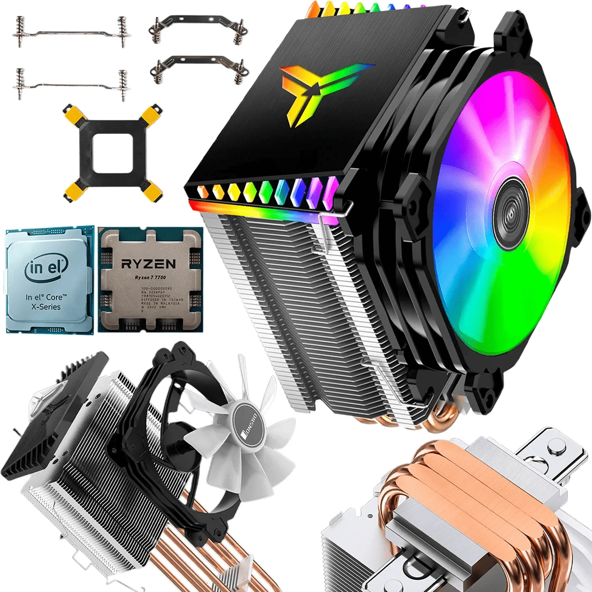 Ventilador para PC, disipador de CPU con 4 tubos de calor, radiador silencioso de alto rendimiento compatible con Intel y AMD - Negro - Ver 1