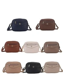 Elegance Women's Crossbody Bag With Front Pocket And Gold Detail - Màu xanh hải quân - Xem 2