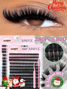 280pcs 14 Rows 60/80 Strands 0.05mm Mink Lashes 9-16mm Mixed Length Faux Mink Eyelash 3D Russian Volume Individual Lashes Salon Makeup Black False Eyelashes Purple Box Lash Clusters,Eye Lash Clusters,Individual Eyelashes,Lashes,Fake Lashes - màu đen - Xem 6