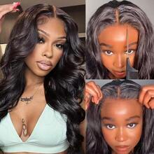 NARNI 36 Inch Body Wave Lace Front Wigs Human Hair 250% Density Glueless Body Wave 13x4 HD Lace Front Wigs Human Hair Pre Plucked Glueless Human Hair Wig Brazilian Virgin Lace Front Wigs For Women Natural Black Color With Baby Hair - Natural Black - 查看 2