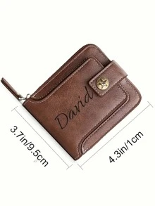 1件客製化男士時尚錢包－個性化樹紋人造皮革，附拉鍊、卡槽與零錢袋，復古多功能對折式身分證卡夾，適合家庭、父親節禮物、送給他的禮物，RFID防盜刷，生日禮物 - 彩色 - 查看 2
