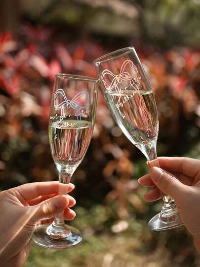 1 pezzo Calice da champagne con fiocco in nastro inglese, calice da cocktail con fiocco francese, bicchiere da champagne per matrimoni e feste, regalo pratico per un'atmosfera minimalista, adatto per ristoranti, soggiorni, raduni e feste