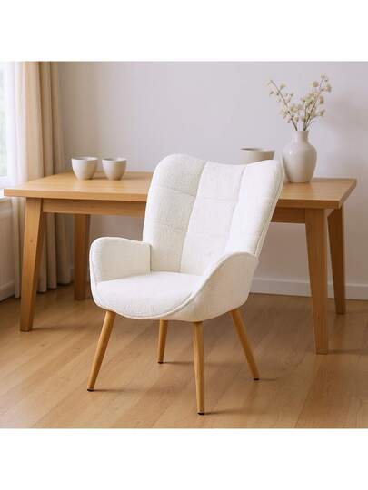Meubles Cosy Set Of Teddy Fabric Dining Chair, Com table, Beige, Moderne Easy Assembly, Home Room, 72 62 91.5 Cm