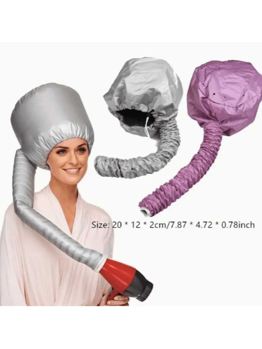 1pc Elastic Hair Bonnet Hair Dryer Attachment, For Hairstyling, Deep Conditioning And Hair Drying, Essential For Halloween Travel, Affordable Price. Random White And Black Straps Sent. - Multicolor - View 1