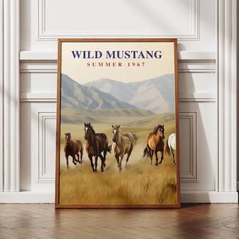 Set Of 1 Running Horse Poster, Vintage Animal Art, Retro Luxe Wall Decor, Energetic Horse Print For Living Room, Office, Bedroom | Frameless