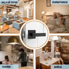 Cerradura de Manija,Cerradura de Manija de Puerta,Manijas de Bloqueo de Puerta de Privacidad,con Llaves,Mango Reversible Que Soporta Puertas de Mano Izquierda y Derecha,para Recámara y Baño - Negro - Ver 4