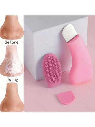 1pc 2 In 1 Face Scrape, Manual Blackhead Scraper With Oval Scrubber Massage Brush, Blackhead Removal Tools With Silicone Nose Brush, Portable Massage Brush, Silicone Nose Blackhead Remover, Facial Cleaning Scraper, Blackhead Cleaning And Beauty Peeling Knife Tool, Deep Cleansing Master, Pore Extractor, Gentle And Skin Scrub