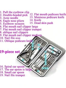 1set/19pcs Complete Nail And Foot Care Kit, Classic Stainless Steel Straight Edge Nail Tools - Odorless, Ideal For Home And Travel