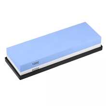 Double Sided Whetstone Knife Sharpener Water Wet Stone 1000/6000 Sharpening Tool Grit, Non-Slip Bamboo Base & Angle Guide, Manual Operation For Home Kitchen Use, Knife Sharpening Tool - Blue and White - View 3