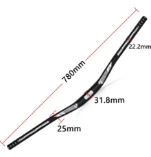 Manillar de bicicleta de aleación de aluminio ligera 720 mm, para potencia de 31,8 mm, ideal para montaña, carretera e híbrida, con elevación de 25 mm - Rojo - Ver 2