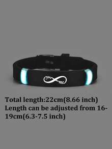 1条定制夜光手环，个性化无限符号，可定制姓名和信息 - 蓝光激活发光硅胶腕带，可调节，适合情侣/灵魂伴侣礼物，适合圣诞节、情人节、周年纪念日 - 男女通用（男友/女友/妻子/丈夫/挚友） - 全年佩戴 - 彩色 - 查看 6