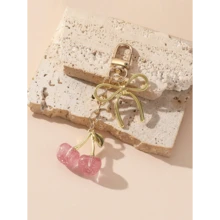 1pc Unisex Pink Cherry Blossom Keychain Chic Bowknot Pendant Luxury Refined Bag Charm Halloween Valentine's Day Valentines Gift Souvenir Car Accessories School Cute Goth Y2k