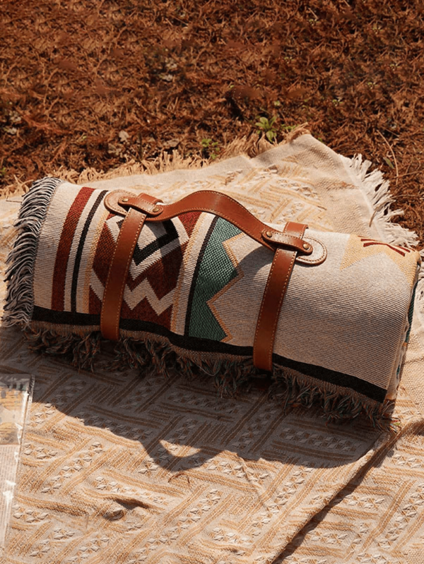 Coperta da picnic portatile e spessa - Stile bohémien, in tessuto di poliestere, lavabile in lavatrice, resistente agli strappi, con vivaci motivi geometrici - Adatta per picnic all'aperto, campeggio, spiaggia e decorazione interna - Coperta da campeggio, telo da spiaggia, tappetino impermeabile per tenda, coperta calda, tappetino da picnic, attrezzatura da campeggio, coperta decorativa per la casa