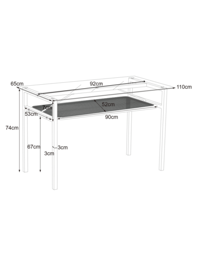 Dining Tafel Storage, 110*65*74, Tempered Glass Top, Rattan Moderne Table, Rectangular Leisure Coffee Beige view 4