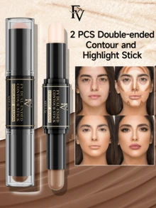 FV Waterproof Highlighter Stick - Warm Tone Dual-Ended Highlighter & Contour Stick, Nose Shaping, Multi-Purpose Makeup Stick, Brand Cosmetics, Facial Makeup, Designed For Women & Girls, Perfect For Y2K Dreamy Fashion In Autumn/Winter, Birthday & Christmas Party Gift, Excellent Color Payoff