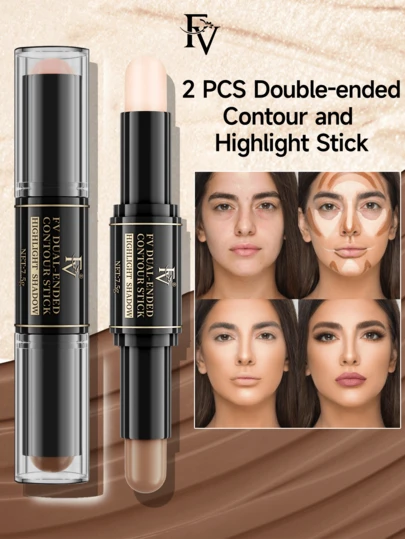 FV Waterproof Highlighter Stick - Warm Tone Dual-Ended Highlighter & Contour Stick, Nose Shaping, Multi-Purpose Makeup Stick, Brand Cosmetics, Facial Makeup, Designed For Women & Girls, Perfect For Y2K Dreamy Fashion In Autumn/Winter, Birthday & Christmas Party Gift, Excellent Color Payoff