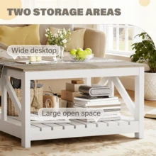 Farmhouse Square Coffee Table With Storage - Grey - View 5