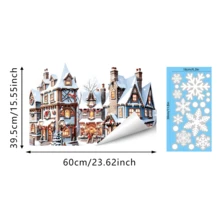 1 pieza Decoración navideña para ventana, Patrón de casa de Papá Noel y bosque, Pegatina de vinilo con adherencia estática, Calcomanía removible para vidrio, Fácil de aplicar, Decoración del hogar - Multicolor - Ver 17