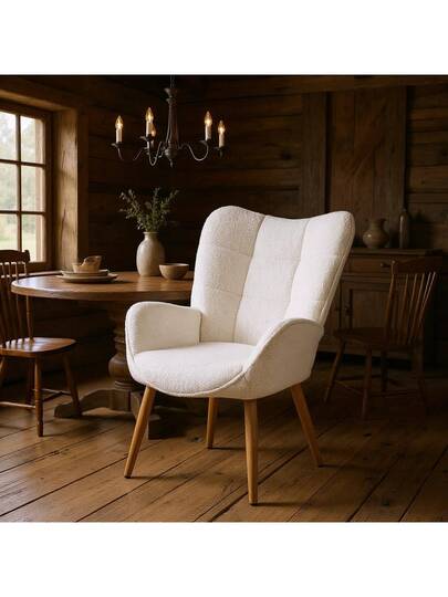 Meubles Cosy Set Of Teddy Fabric Dining Chair, Com table, Beige, Moderne Easy Assembly, Home Room, 72 62 91.5 Cm view 2